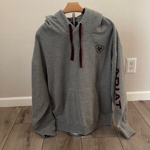 Ariat Heather Gray Hoodie with Maroon Accents